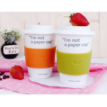 KC-164 I Am Not a Paper Cup, Porcelain Travel Coffee Mug with Lid 12 oz mug